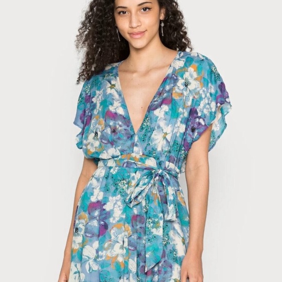 Free People Freddy Tie Floral Mini Dress size Large - Picture 15 of 15